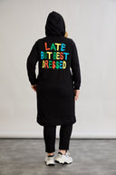 Rochie-tunica marime mare din bumbac cu inscriptie "Late but best dressed"