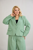 Sacou marime mare modern scurt in-bumbac - verde