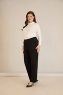 Pantalon mărime mare cu talie elastică și croială dreaptă – negru