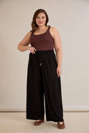 Pantalon mărime mare de zi tip fustă-pantalon – negru