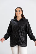 Camasa marime mare eleganta cu paiete - negru