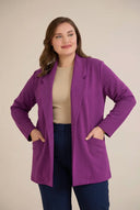 Blazer mărime mare sport-elegant fără închidere - fucsia