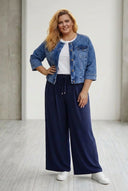 Pantalon mărime mare de zi tip fustă-pantalon - bleumarin