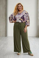 Pantalon mărime mare de zi tip fustă-pantalon - verde