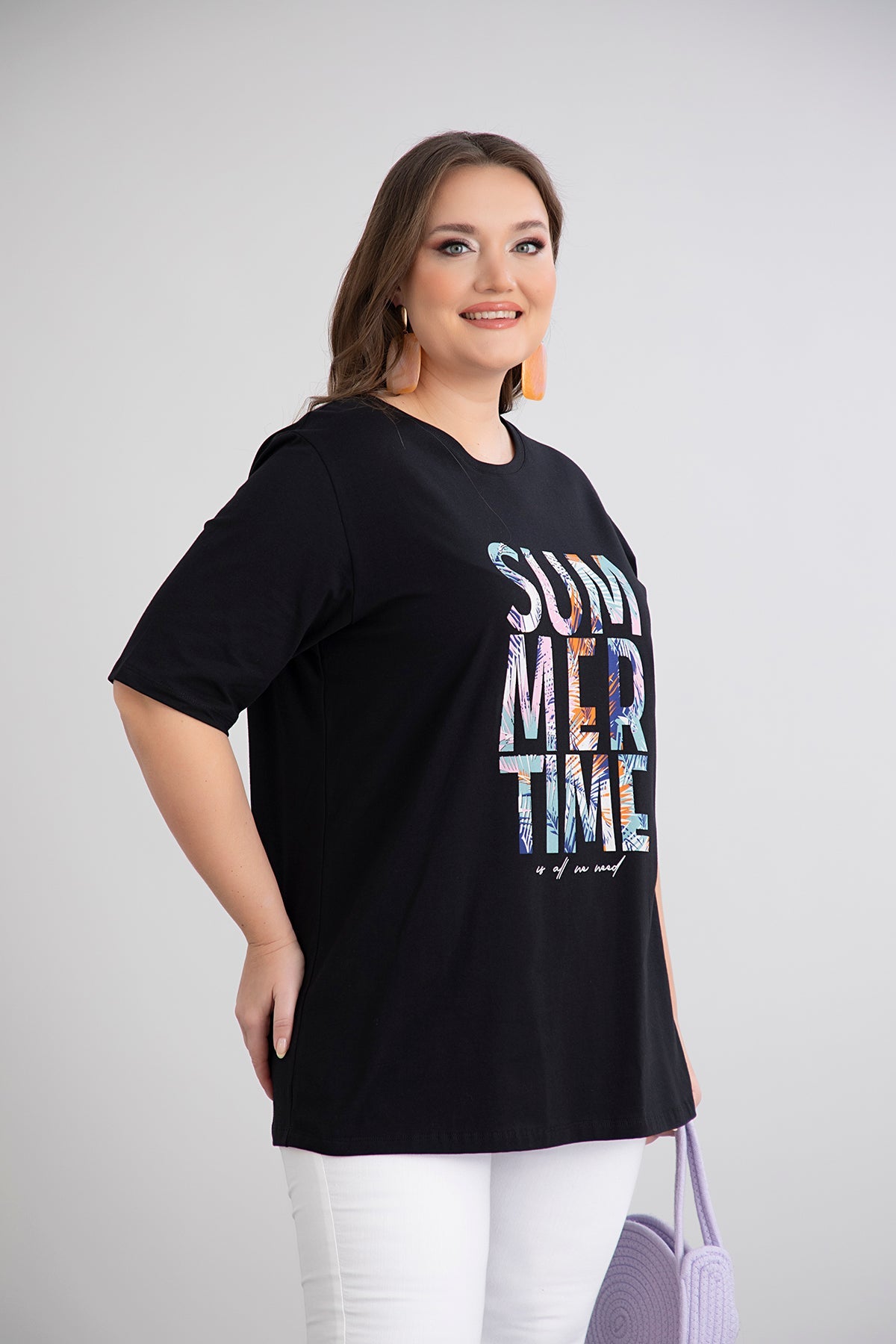 Tricou marime mare din bumbac Summer Time