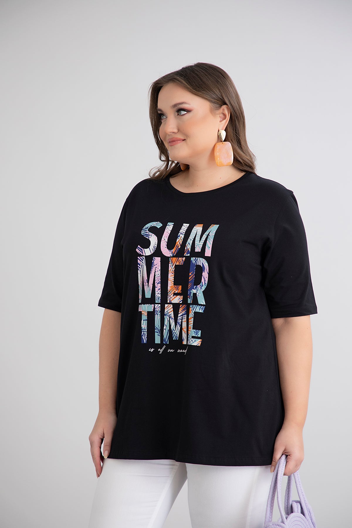 Tricou marime mare din bumbac Summer Time