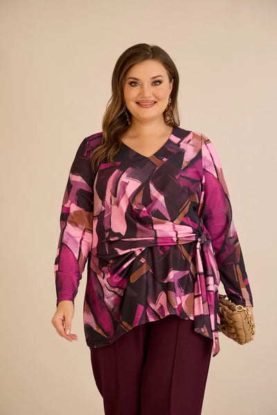 Bluză mărime mare cu cordon – roz