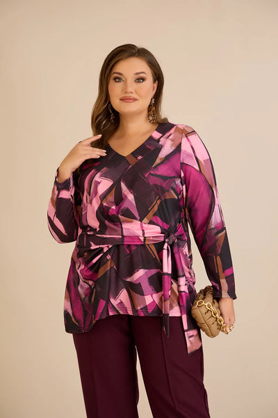 Bluză mărime mare cu cordon – roz