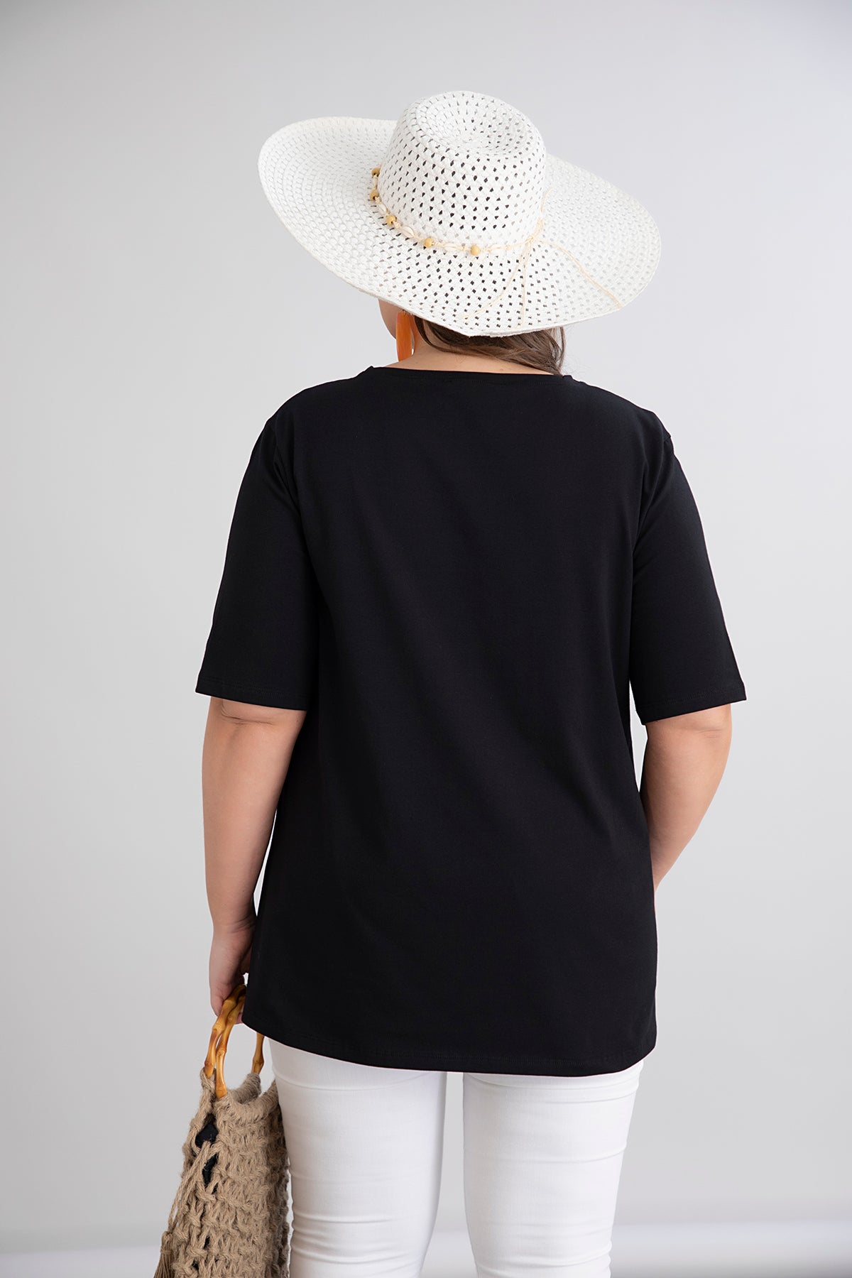 Tricou marime mare din bumbac cu imprimeu floral