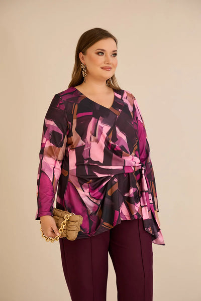 Bluză mărime mare cu cordon – roz