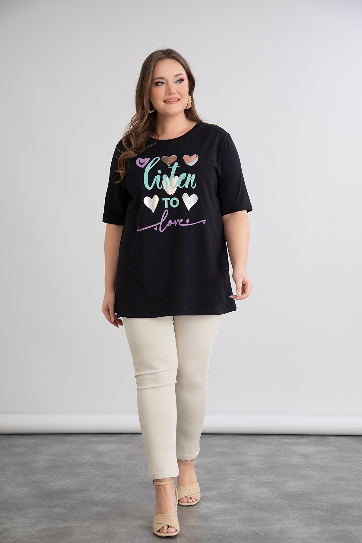 Tunica marime mare din bumbac Listen to love