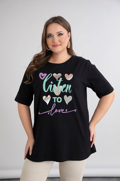 Tunica marime mare din bumbac Listen to love