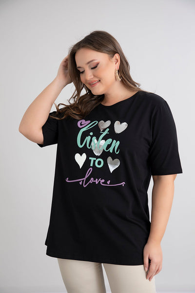 Tunica marime mare din bumbac Listen to love