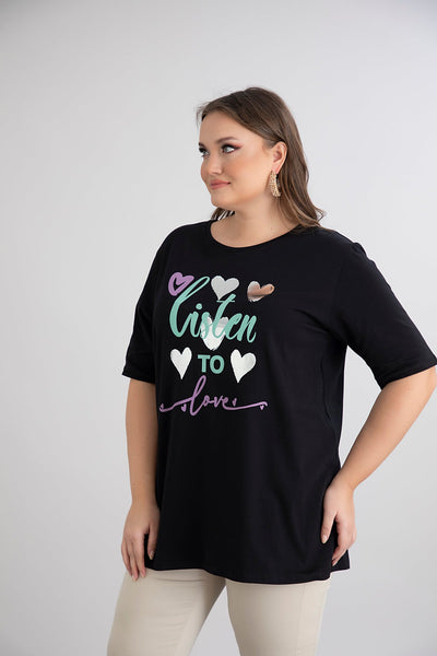 Tunica marime mare din bumbac Listen to love