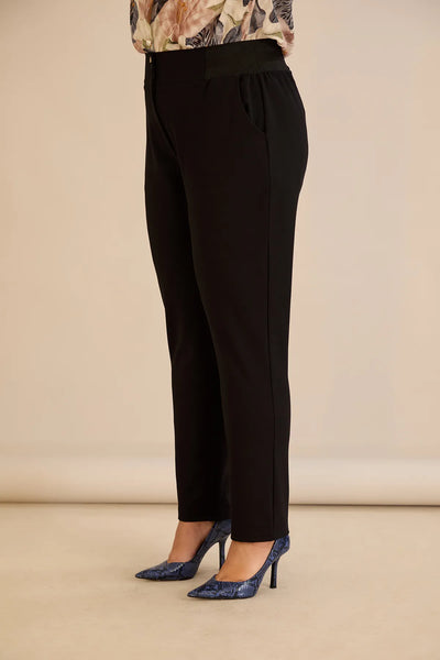 Pantalon mărime mare din bumbac cu croială clasică – negru