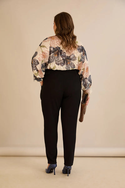 Pantalon mărime mare din bumbac cu croială clasică – negru