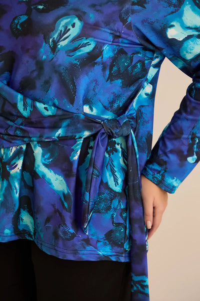 Bluză mărime mare cu cordon - albastru