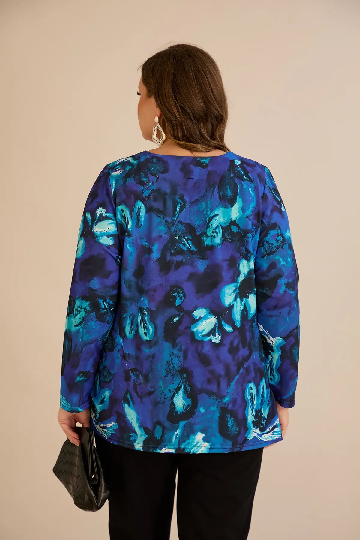 Bluză mărime mare cu cordon - albastru