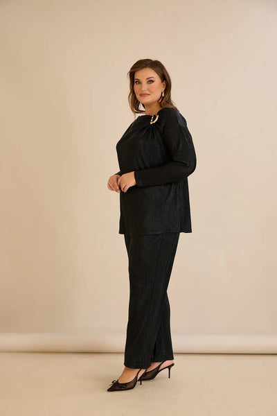 Compleu festiv mărime mare din material plisat (solei)