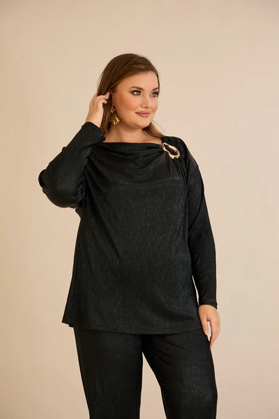 Compleu festiv mărime mare din material plisat (solei)