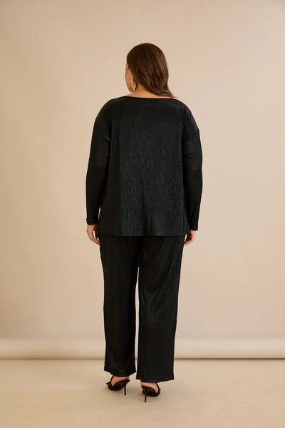 Compleu festiv mărime mare din material plisat (solei)