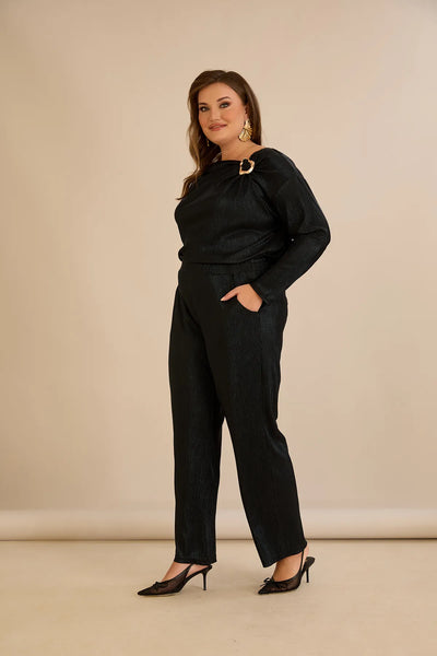 Compleu festiv mărime mare din material plisat (solei)