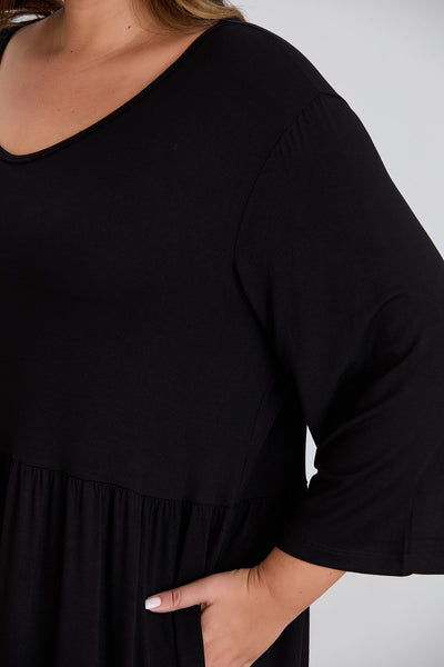 Rochie marime mare din vascoza elastica pana la 200 cm. sold - negru