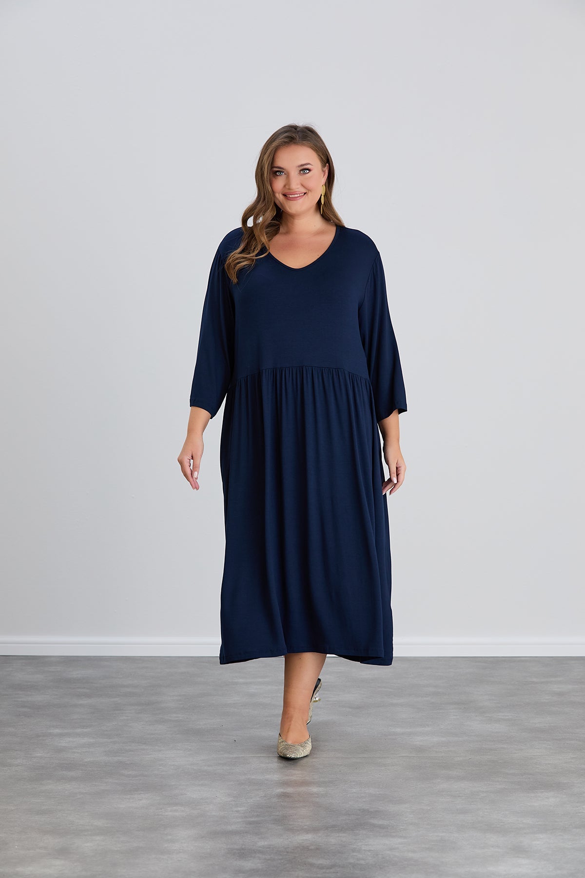 Rochie marime mare din vascoza elastica pana la 200 cm. sold - albastru inchis
