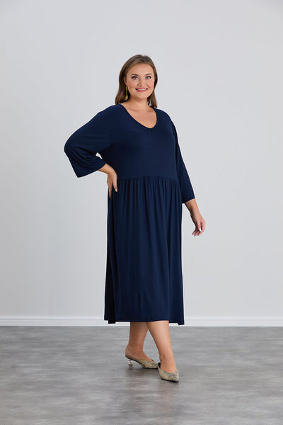 Rochie marime mare din vascoza elastica pana la 200 cm. sold - albastru inchis