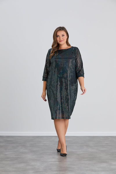 Rochie marime mare spectaculoasa din material usor cu paiete - verde