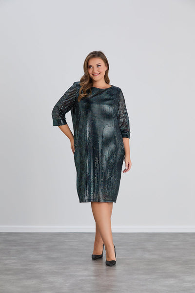 Rochie marime mare spectaculoasa din material usor cu paiete - verde