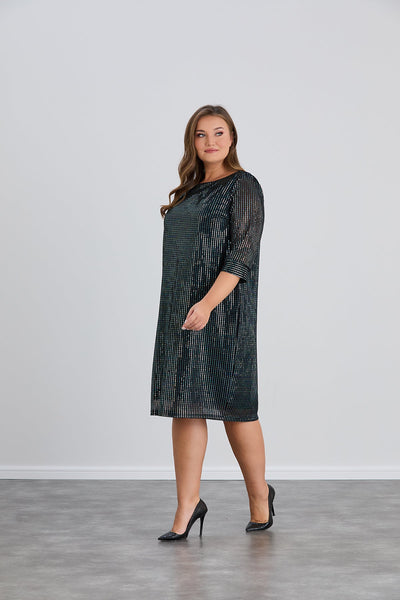 Rochie marime mare spectaculoasa din material usor cu paiete - verde