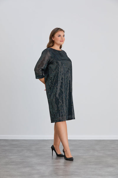 Rochie marime mare spectaculoasa din material usor cu paiete - verde
