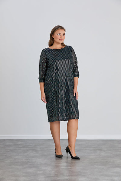 Rochie marime mare spectaculoasa din material usor cu paiete - verde