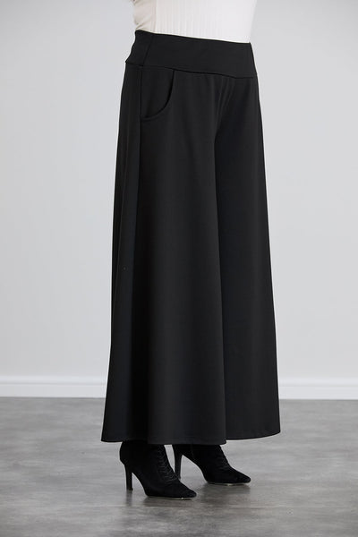 Fusta pantalon marime mare cu buzunare Sara - negru