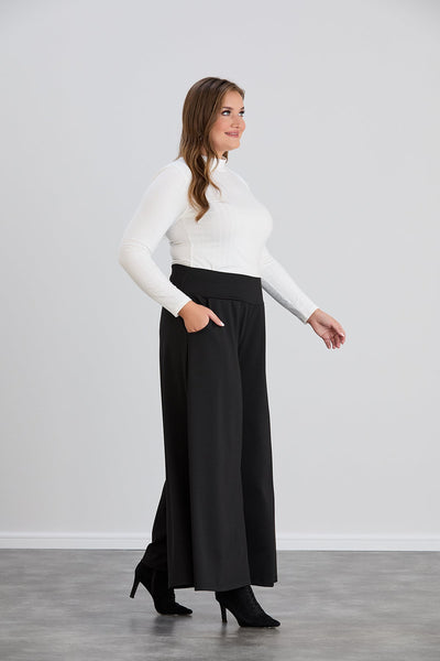 Fusta pantalon marime mare cu buzunare Sara - negru