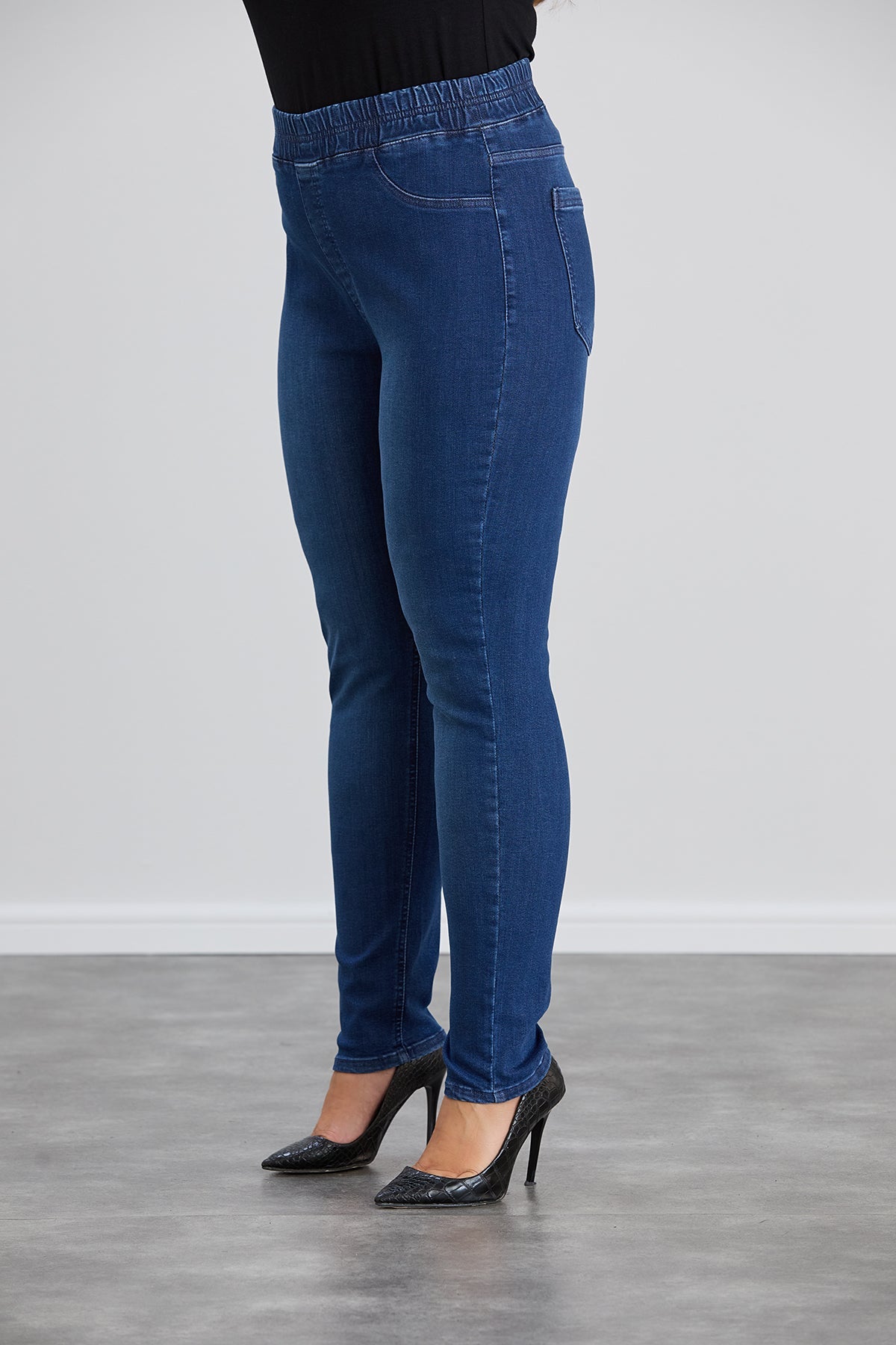 Blugi marime mare elastici tip Jeggings - albastru