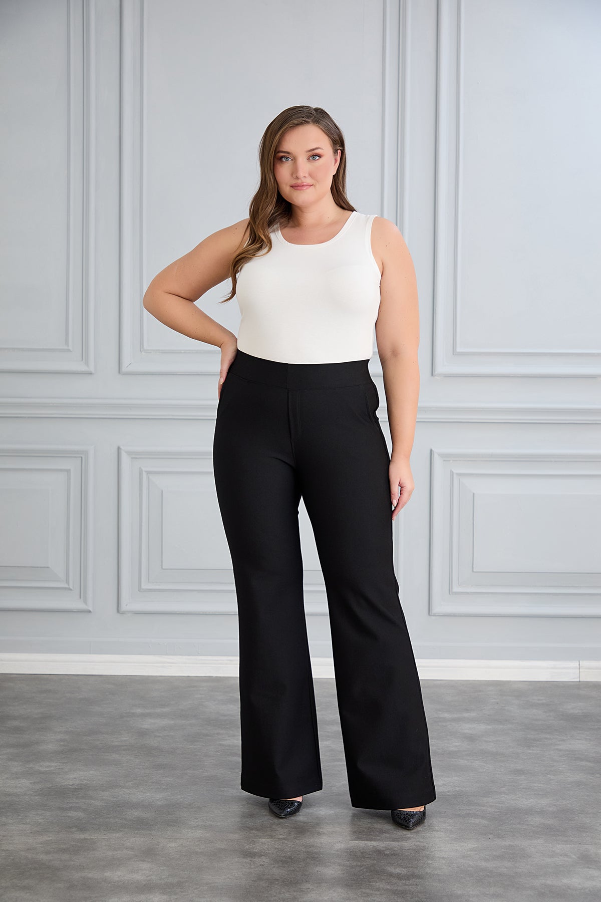 Pantalon marime mare retractabil Borisa rascroit de la genunchi