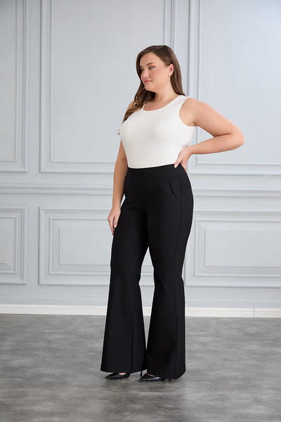 Pantalon marime mare retractabil Borisa rascroit de la genunchi
