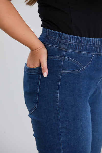 Blugi marime mare elastici tip Jeggings - albastru