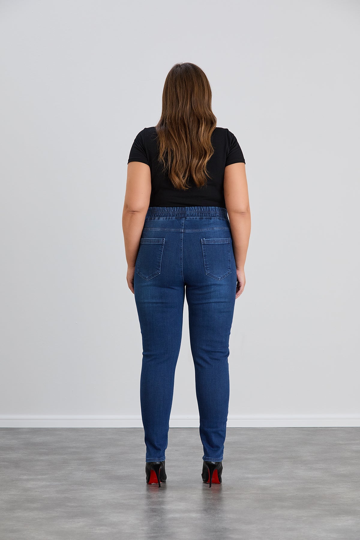 Blugi marime mare elastici tip Jeggings - albastru