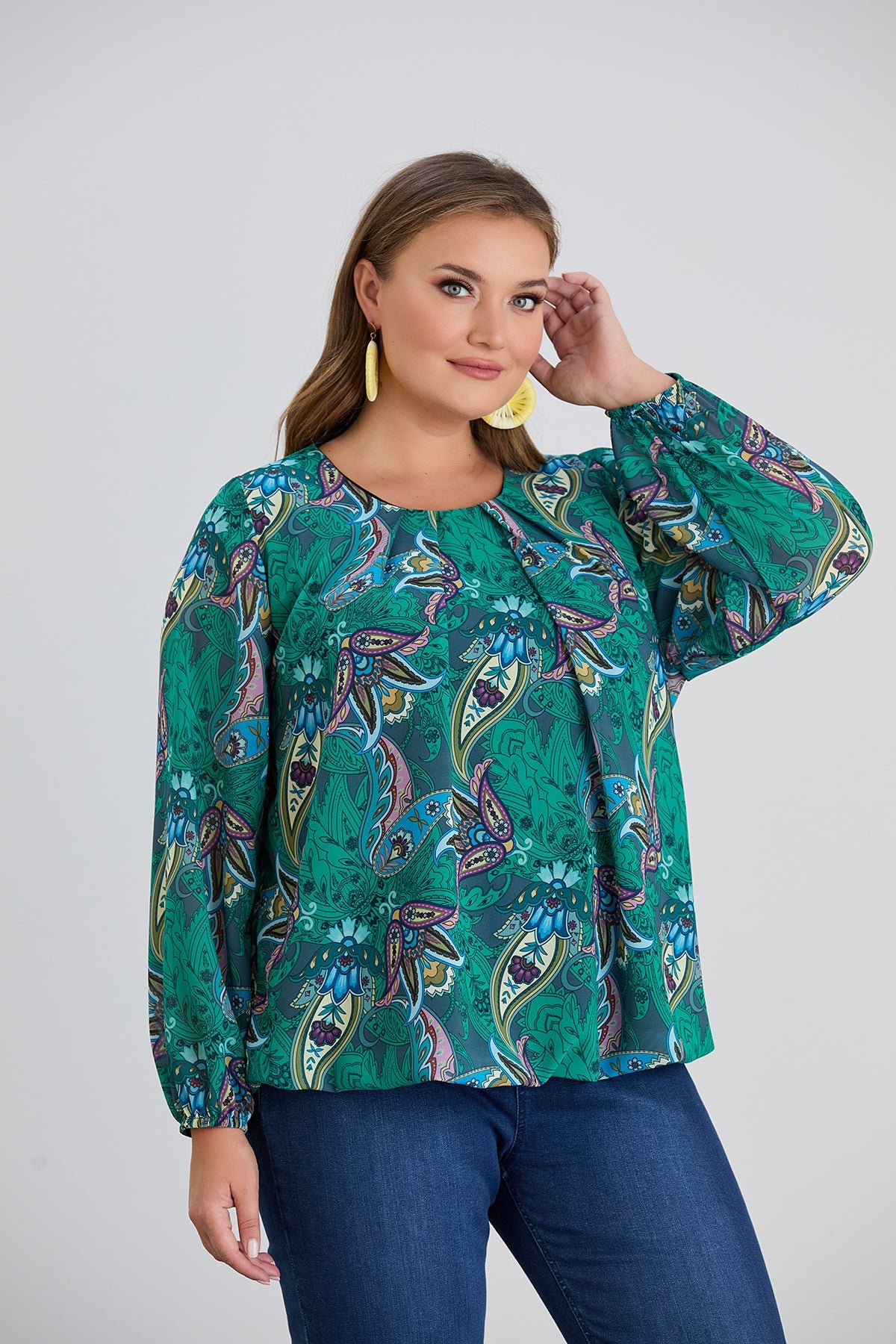 Bluza marime mare cu croiala libera - verde