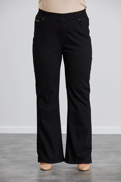 Blugi marimi mari evazati de la genunchi si talie elastica - Bootcut negru