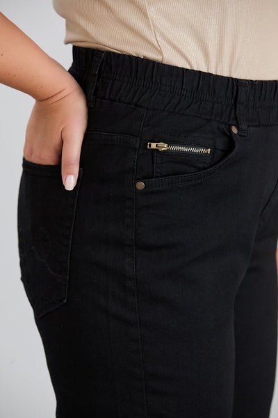 Blugi marimi mari evazati de la genunchi si talie elastica - Bootcut negru