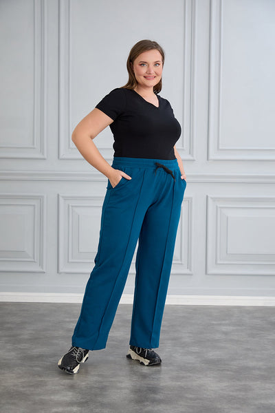 Pantalon sport marime mare larg Daily - petrol