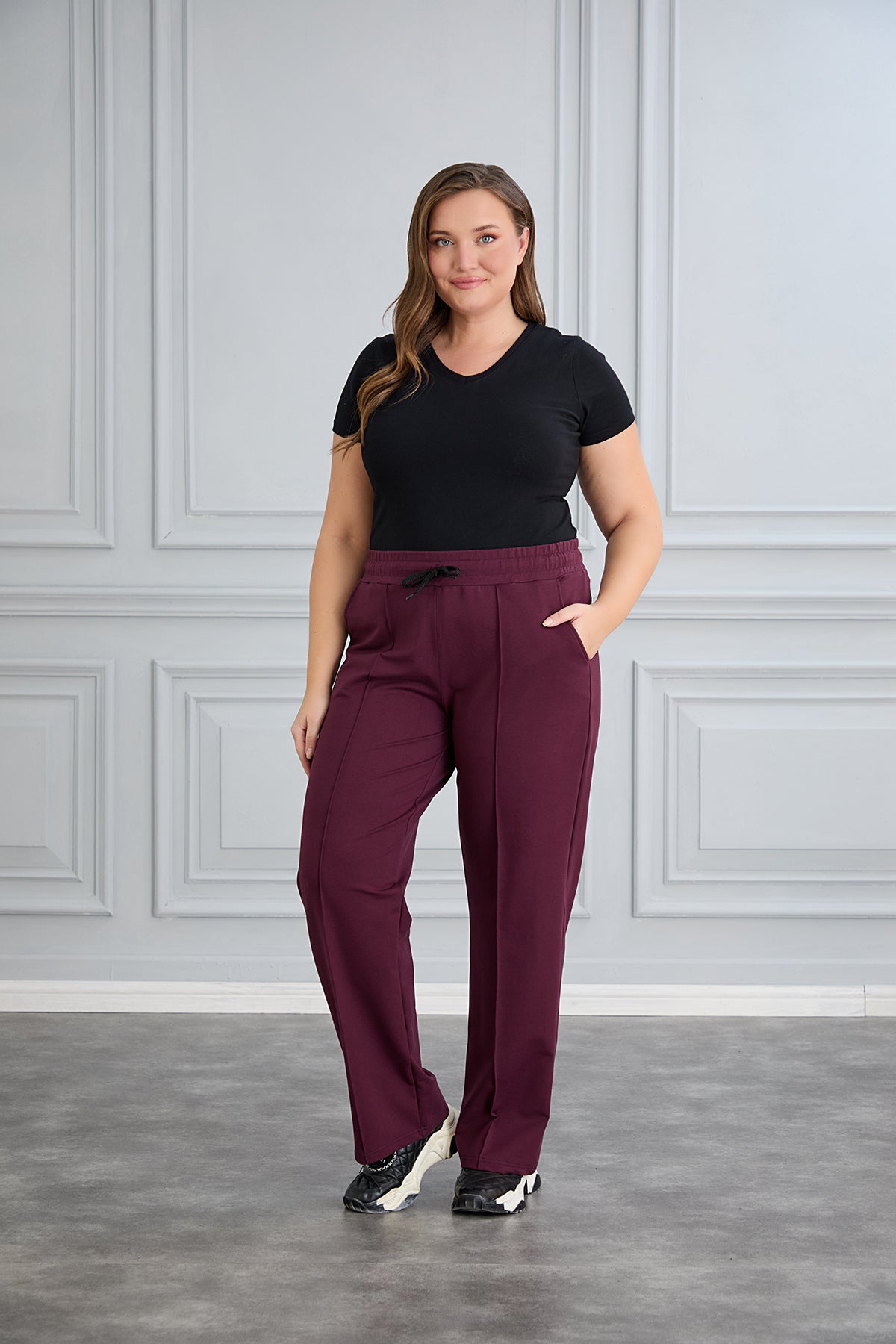 Pantalon sport marime mare larg Daily - lila