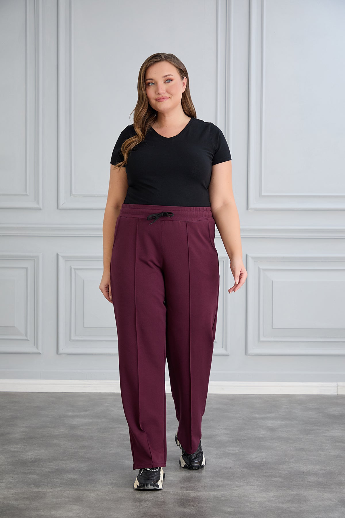 Pantalon sport marime mare larg Daily - lila