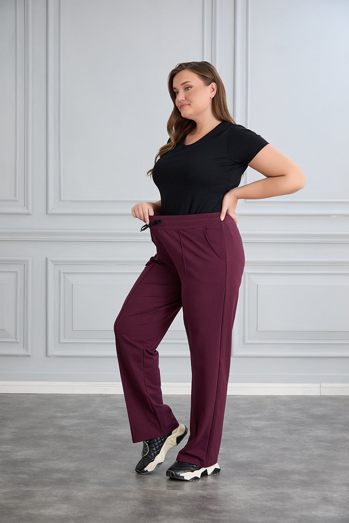 Pantalon sport marime mare larg Daily - lila