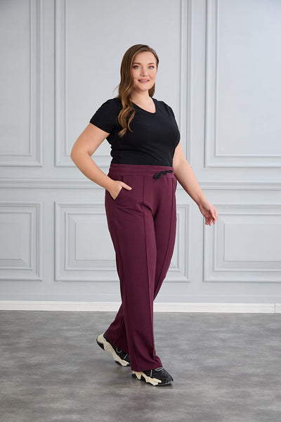 Pantalon sport marime mare larg Daily - lila
