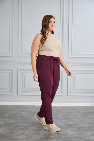 Pantalon sport marime mare Daily - visiniu